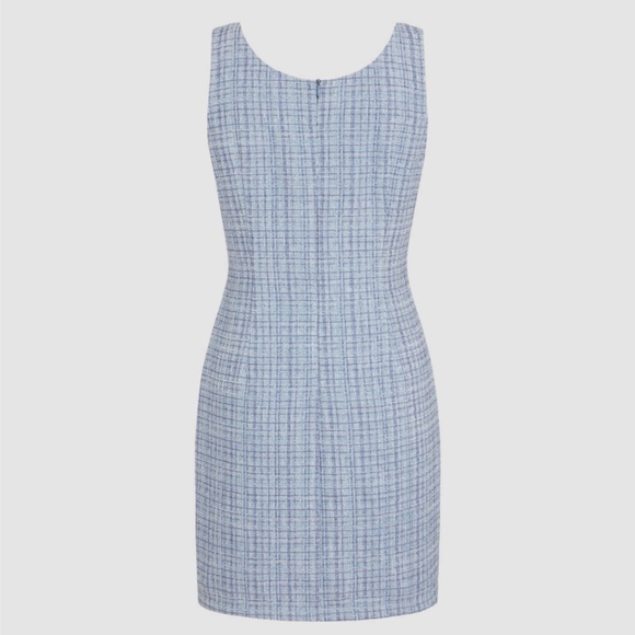 NWT CIDER Blue Tweed with Faux Pearl and Rhinestones Mini Dress Size Small - Picture 3 of 11